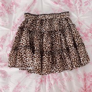 Leopard Print Tiered Skirt